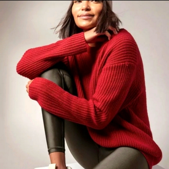 Athleta Sweaters - Athleta cascades crew sweater candy red medium
